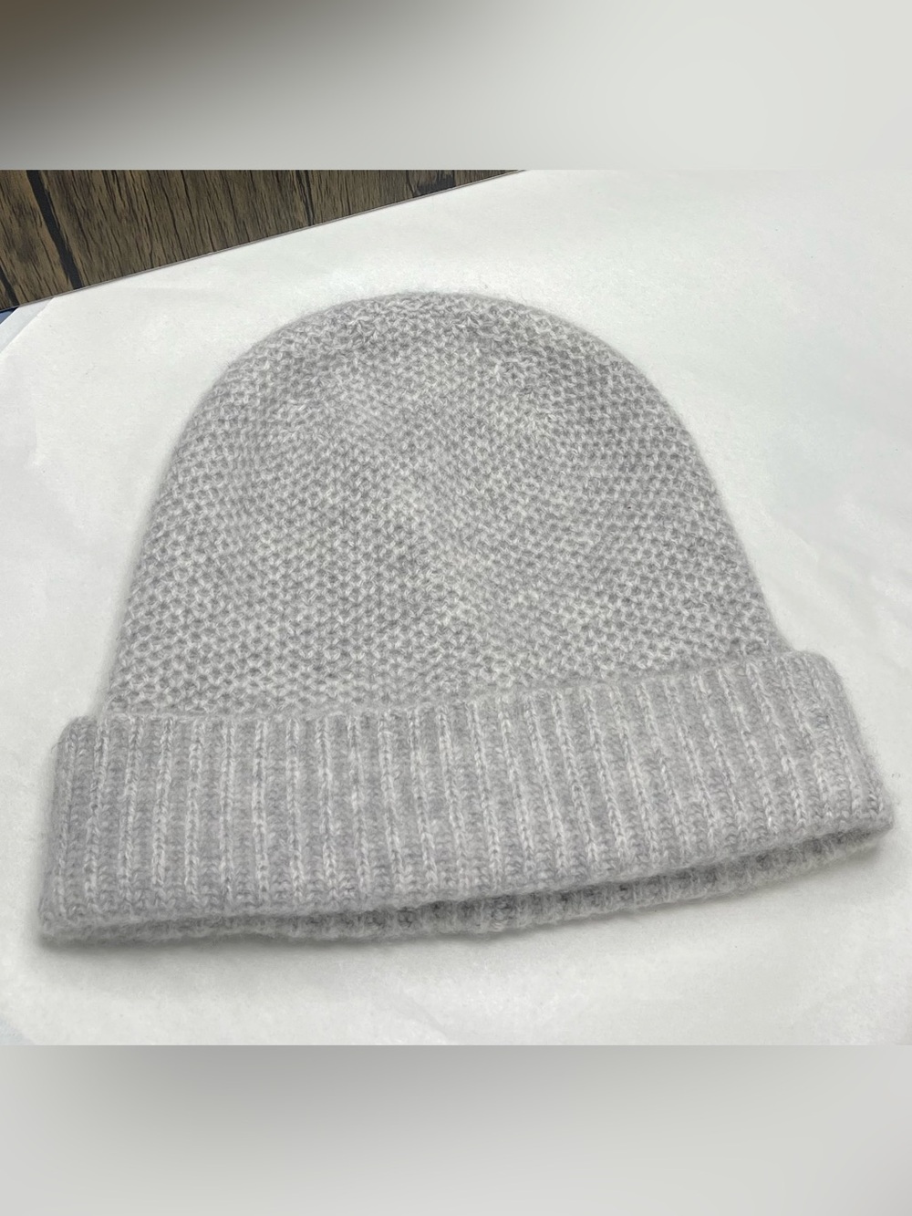 The Cashmere Project Women's Grey 100% Cashmere Knit Beanie Hat